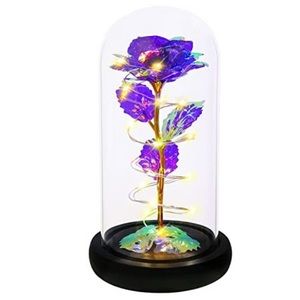 Purple Gifts Rose Flower In A Glass Dome